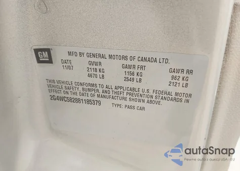 2008 Buick Lacrosse Cx из США, поврежденный, VIN 2G4WC582881185379